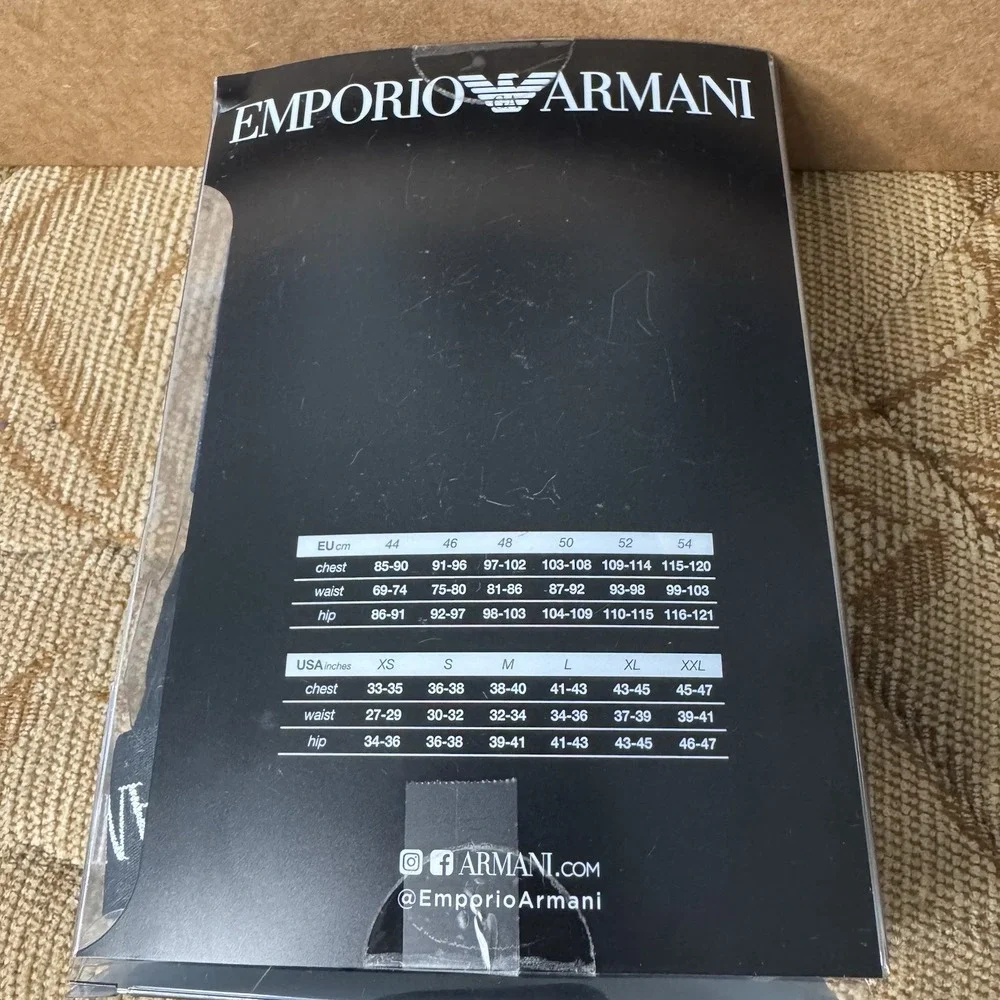 Emporio Armani 3 Pack Waistband Trunks in Black, Gray, Blue‎ Size S